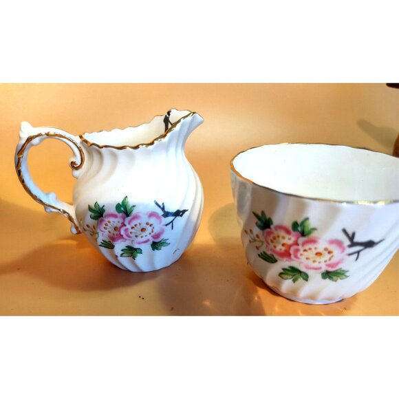 Antique Aynsley Cream & Sugar Set Floral Pattern C1293 - 1930's - Picture 2 of 16